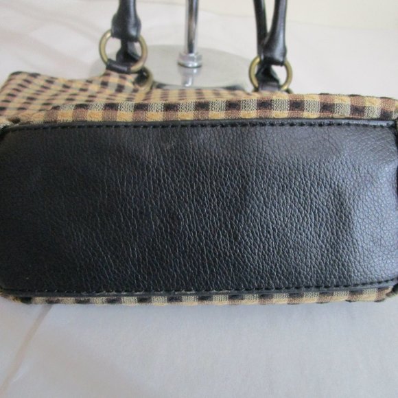 Longaberger Homestead Small Tote Brown & Tan Check Satchel - Picture 3 of 12